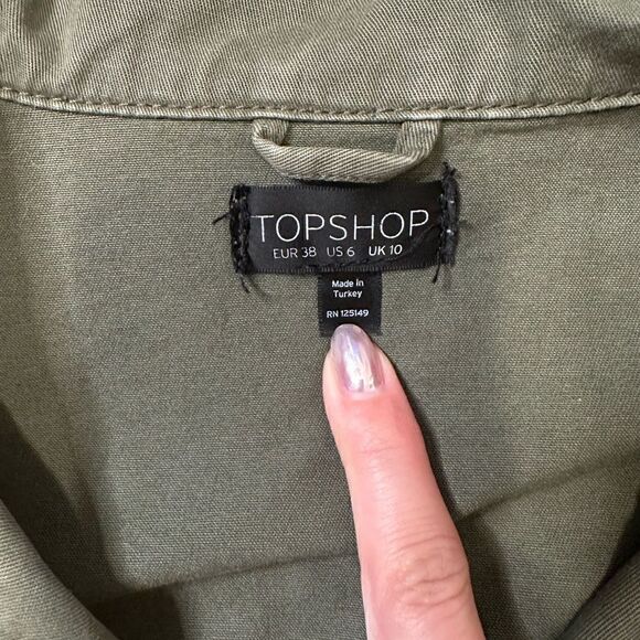 Topshop Military Style Utility Shacket Coat Size 6 - Picture 15 of 15